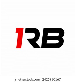 Diseño de logotipo de letra RB con número 1 en letra R.