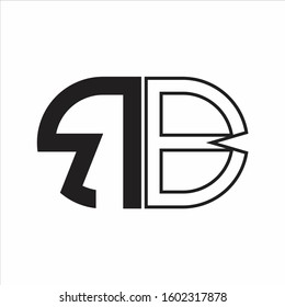RB Letter logo monogram with oval shape negative space design template white background