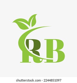 RB Letter Logo with swoosh leaves icon vector.