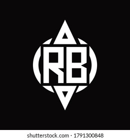 RB Logo with circle rounded combine triangle top and bottom side design template