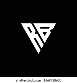 RB Logo letter monogram with triangle shape design template isolated on black background