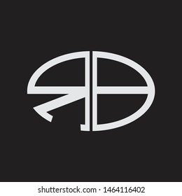 RB Logo letter oval monogram design template with black and white colors
