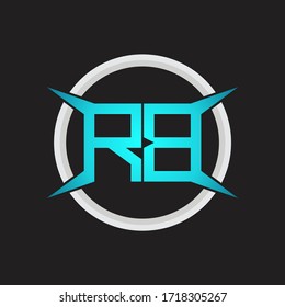 Monograma de logotipo RB con plantilla de diseño de forma circular y de cuatro ejes