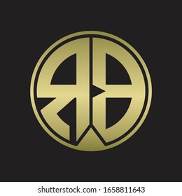 Monograma del logotipo RB con el estilo de cinta de la pieza en colores dorados
