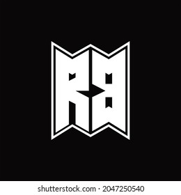 Monograma de logotipo RB con plantilla de diseño de estilo emblemático sobre fondo negro