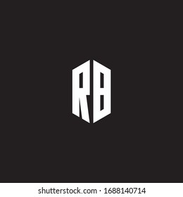 RB Logo monogram with hexagon shape style design template isolated on black background