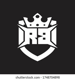 Monograma de logotipo RB aislado con plantilla de diseño de escudo y corona