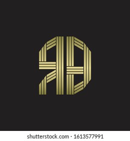 RB Logo monogram outline style linked isolated with gold colors