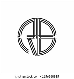 RB Logo-Monogramm-Design-Vorlage für dreifarbige Bänder einzeln auf weißem Hintergrund