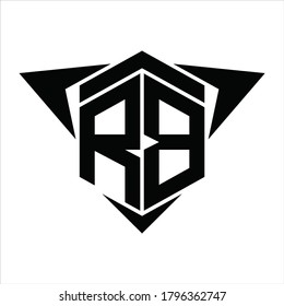 RB-Logo-Monogramm mit Flügel-Pfeil um die Design-Vorlage auf weißem Hintergrund
