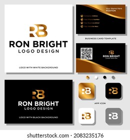Diseño del logotipo comercial de RB monograma con plantilla de tarjeta de visita.