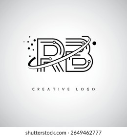 RB Orbit Monogram Logo - Futuristic Minimal Letter mark with Circular Line Art, Tech-Inspired Dots and Space Motion Concept for Modern Branding Identity (Logotipo de Monograma de Órbita RB - Marca de Letra Mínima Futurista com Linha de Arte Circular, Pontos Inspirados na Tecnologia e Conceito de Movimento Espacial para Identidade de Marca Moderna)