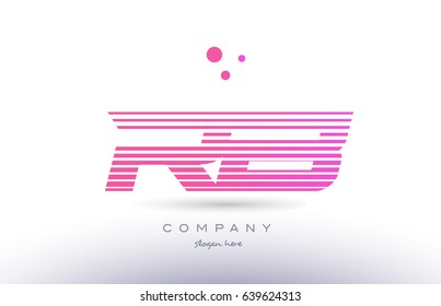 rb r b alphabet letter logo pink purple stripes lines creative text dots company vector icon design template