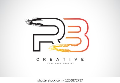 RB R B  Creative Modern Logo Design Vetor with Orange and Black Colors. Monogram Stroke Letter Design.