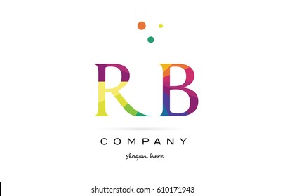 rb r b  creative rainbow colors colored alphabet company letter logo design vector icon template