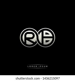 RB R B initial letter linked circle capital monogram logo modern template silver color edition