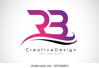 RB R B Letter Logo Design in Black Colors. Creative Modern Letters Vector Icon Logo Illustration.