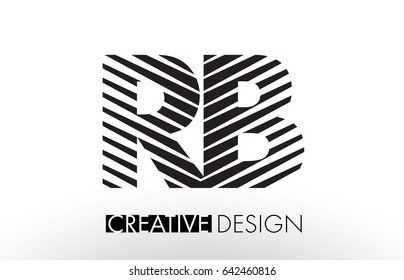 RB R B Lines Letter Design with Creative Elegant Zebra Vector Illustration.