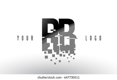 RB R B Pixel Letter Logo with Digital Shattered Black Squares. Creative Letters Vector Illustration.