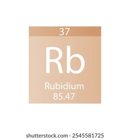 Rb Rubidium Alkali metal Químico Elemento Tabela Periódica. Simples ilustração de vetor quadrado plano, simples ícone de estilo limpo com massa molar e número atômico para Lab, ciência ou classe de química.