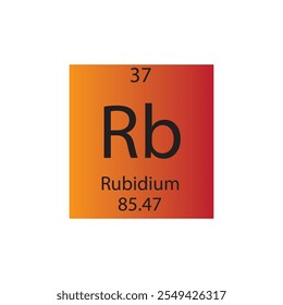 Rb Rubidio Alcalino metal Elemento químico Tabla periódica. Ilustración vectorial cuadrada plana simple, icono de estilo limpio simple con masa molar y número atómico para laboratorio, ciencia o clase de química.