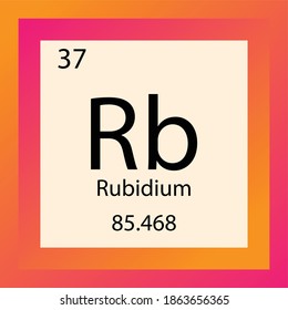 Rb Rubidium Chemical Element Periodic Table. Single element vector illustration, Alkali Metals element icon with molar mass and atomic number for laboratory, science or chemistry education.