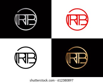 Rb text red gold black silver modern creative alphabet  letter logo design vector icon