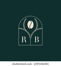 RB Unique and simple logo design combination of letters and coffee bean