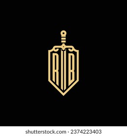 RB vintage shield and sword initial logo in high quality professional design that will print well across any print media