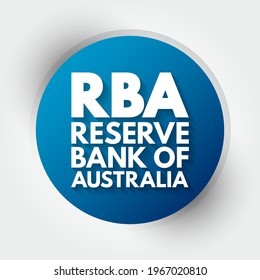 RBA - Reserve Bank of Australia is Australia's central bank and banknote issuing authority, acronym text concept background