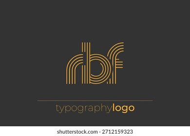 RBF moderno logotipo de tipografia geométrica. Composição moderna e elegante com uma ilustração de logotipo de tipografia monocromática projetada com linhas intrincadas.