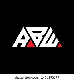 RBW triangle letter logo design with triangle shape. RBW triangle logo design monogram. RBW triangle vector logo template with red color. RBW triangular logo Simple, Elegant, and Luxurious design.