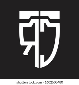 RC Abstract logo monogram with emblem style isolated on black background