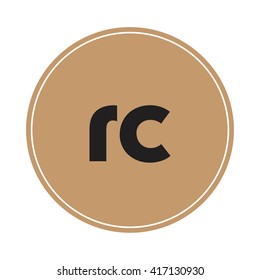 rc brown letters ,abstract background logo, design identity in circle, alphabet letter