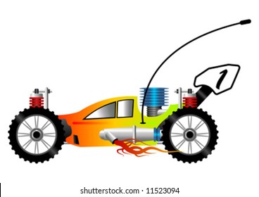 RC buggy car cartoon isolated over white background