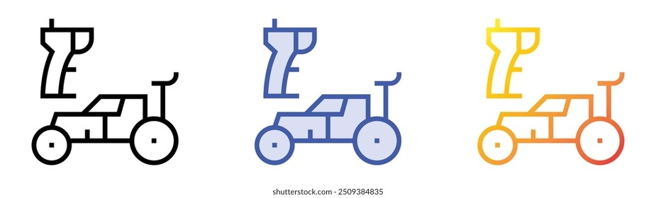 rc car icon. Linear, Blue Fill and Gradient Style Design Isolated On White Background