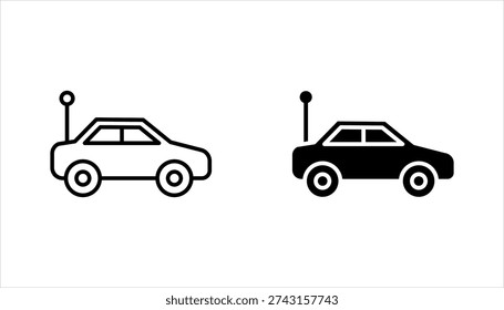 RC car icon set, remote control car outline vector illustration on white background