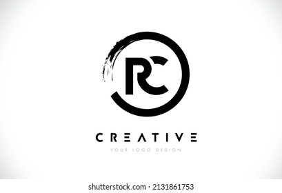 RC Circular Letter Logo with Circle Brush Design and White Background.