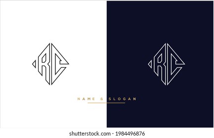 Monograma del logotipo de las letras abstractas RC ,CR