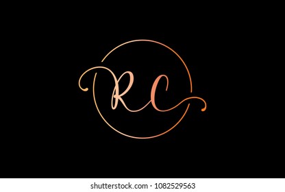 RC CR Circular Cursive Letter Initial Logo Design