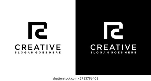 RC ou CR letra inicial logotipo design vetor