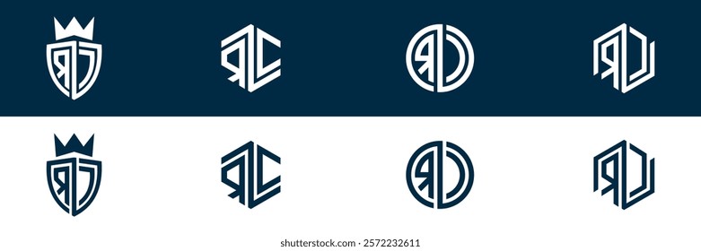 RC CR letter logo set design