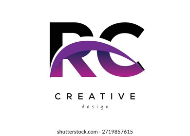 RC kreative und moderne Buchstaben Logo-Design mit kreativen lila Welle abstrakte Latter Logo Konzept.