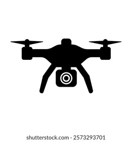 Rc drone icon quadcopter with camera black symbol - illustration for the web