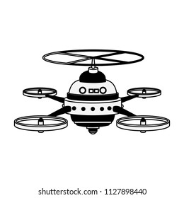 RC drone isolated in black and white