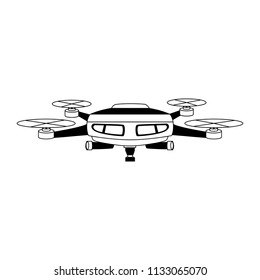 RC drone isolated in black and white
