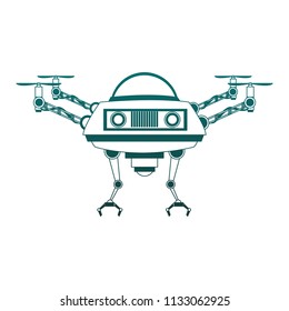 RC drone isolated blue lines