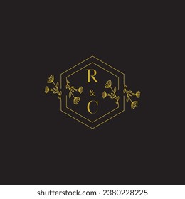 RC elegant wedding initial logo in high quality professional design that will print well across any print media