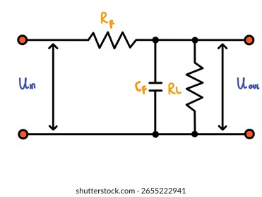 Diagrama de Circuito de Filtro RC: Rede de Capacitor de Resistência com Carga