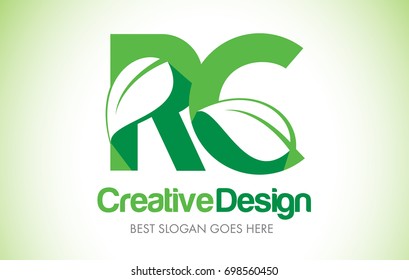 RC Green Leaf Letter Design Logo. Eco Bio Leaf Letters Icon Illustration Vetor Logo.